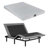 Artiss Double Bed Frame and Giselle Bedding Double Memory Foam Mattress Set, Electric Bed Base with Zero Gravity & 7 Zone Cooling Comfort for Back Pain Relief, Black & Grey,15cm Thickness - Front View