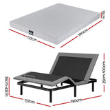 Artiss Double Bed Frame and Giselle Bedding Double Memory Foam Mattress Set, Electric Bed Base with Zero Gravity & 7 Zone Cooling Comfort for Back Pain Relief, Black & Grey,15cm Thickness - Side View