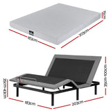 Artiss King Bed Frame and Giselle Bedding King Memory Foam Mattress Set, Electric Bed Base with Zero Gravity & 7 Zone Cooling Comfort for Back Pain Relief, Black & Grey, 15cm Thickness - Side View
