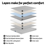 Artiss King Bed Frame and Giselle Bedding King Memory Foam Mattress Set, Electric Bed Base with Zero Gravity & 7 Zone Cooling Comfort for Back Pain Relief, Black & Grey, 15cm Thickness - Close-Up Angle