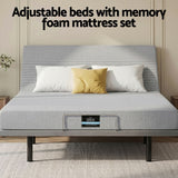 Artiss King Bed Frame and Giselle Bedding King Memory Foam Mattress Set, Electric Bed Base with Zero Gravity & 7 Zone Cooling Comfort for Back Pain Relief, Black & Grey, 15cm Thickness - Extra Image