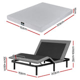 Artiss Queen Bed Frame and Giselle Bedding Queen Memory Foam Mattress Set, Electric Bed Base with Zero Gravity & 7 Zone Cooling Comfort for Back Pain Relief, Black & Grey, 15cm Thickness - Side View