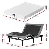 Artiss Double size bed frame & Giselle Bedding Double Mattress Combo, adjustable bed Base for Snoring Relief, Independent Head Foot Incline, Wireless Remote, Black,20cm Thickness - Side View