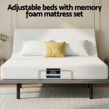 Artiss Double size bed frame & Giselle Bedding Double Mattress Combo, adjustable bed Base for Snoring Relief, Independent Head Foot Incline, Wireless Remote, Black,20cm Thickness - Extra Image
