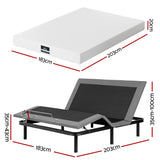 Artiss King size bed frame & Giselle Bedding King Mattress Combo, adjustable bed Base for Snoring Relief, Independent Head Foot Incline, Wireless Remote, Black,20cm Thickness - Side View
