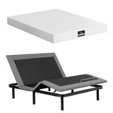 Artiss Queen size bed frame & Giselle Bedding Mattress Queen Combo, adjustable bed Base for Snoring Relief, Independent Head Foot Incline, Wireless Remote, Black,20cm Thickness - Front View