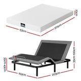 Artiss Queen size bed frame & Giselle Bedding Mattress Queen Combo, adjustable bed Base for Snoring Relief, Independent Head Foot Incline, Wireless Remote, Black,20cm Thickness - Side View