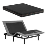 Artiss Double size bed frame with Giselle Bedding Double Mattress, adjustable bed Base Combo for Snoring Relief, Independent Head Foot Incline, Wireless Remote, Black,18cm Thickness