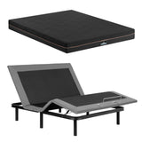 Artiss Double size bed frame with Giselle Bedding Double Mattress, adjustable bed Base Combo for Snoring Relief, Independent Head Foot Incline, Wireless Remote, Black,18cm Thickness - Front View
