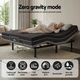 Artiss Double size bed frame with Giselle Bedding Double Mattress, adjustable bed Base Combo for Snoring Relief, Independent Head Foot Incline, Wireless Remote, Black,18cm Thickness - Rear View