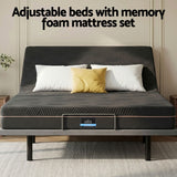 Artiss Double size bed frame with Giselle Bedding Double Mattress, adjustable bed Base Combo for Snoring Relief, Independent Head Foot Incline, Wireless Remote, Black,18cm Thickness - Extra Image