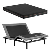 Artiss King size bed frame with Giselle Bedding King Mattress, adjustable bed Base Combo for Snoring Relief, Independent Head Foot Incline, Wireless Remote, Black,18cm Thickness - Front View