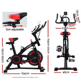 Spin Exercise Bike Flywheel Fitness Commercial Home Workout Gym Machine Bonus Phone Holder Black - Front View