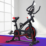 Spin Exercise Bike Flywheel Fitness Commercial Home Workout Gym Machine Bonus Phone Holder Black - Close-Up Angle