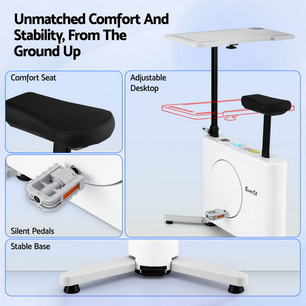 Everfit Exercise Bike Magnetic Desk Bike with Tabletop Fitness Home Workout Gym
