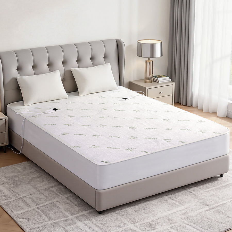 Giselle Electric Blanket Bamboo Fabric Queen Fitted Heated Pad Underlay Washable Winter