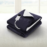 Giselle Electric Throw Rug Heated Blanket Fleece Charcoal - Close-Up Angle