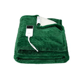 Giselle Electric Throw Rug Heated Blanket Double Sided Green - Side View