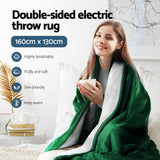 Giselle Electric Throw Rug Heated Blanket Double Sided Green - Top-Down View