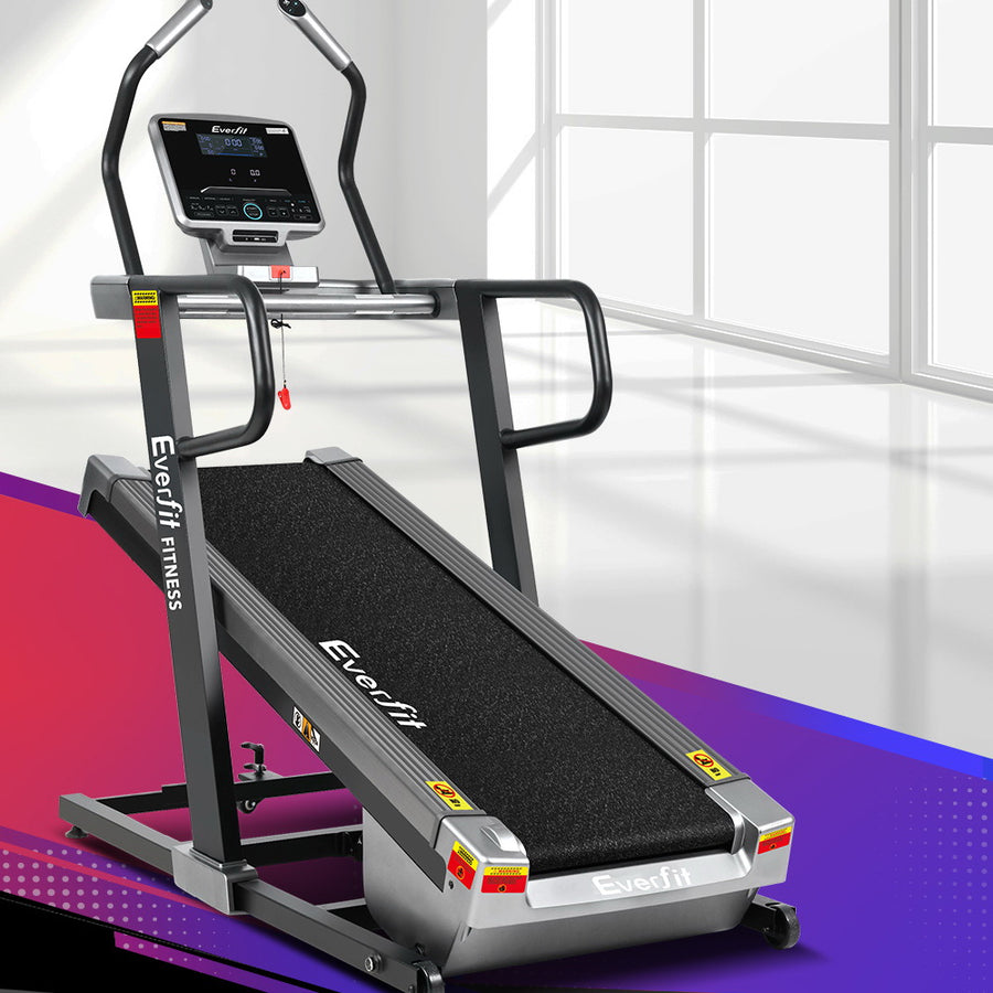 Everfit black electric incline trainer treadmill with LED display for home gym