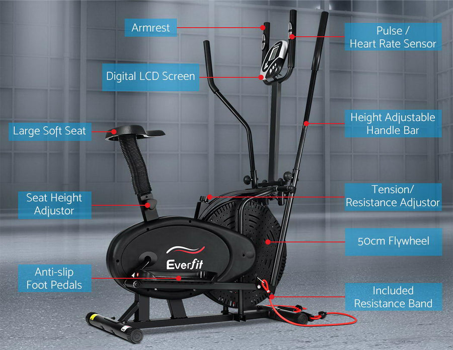 Everfit Exercise Bike 5 in 1 Elliptical Cross Trainer Home Gym Indoor Cardio, image 4
