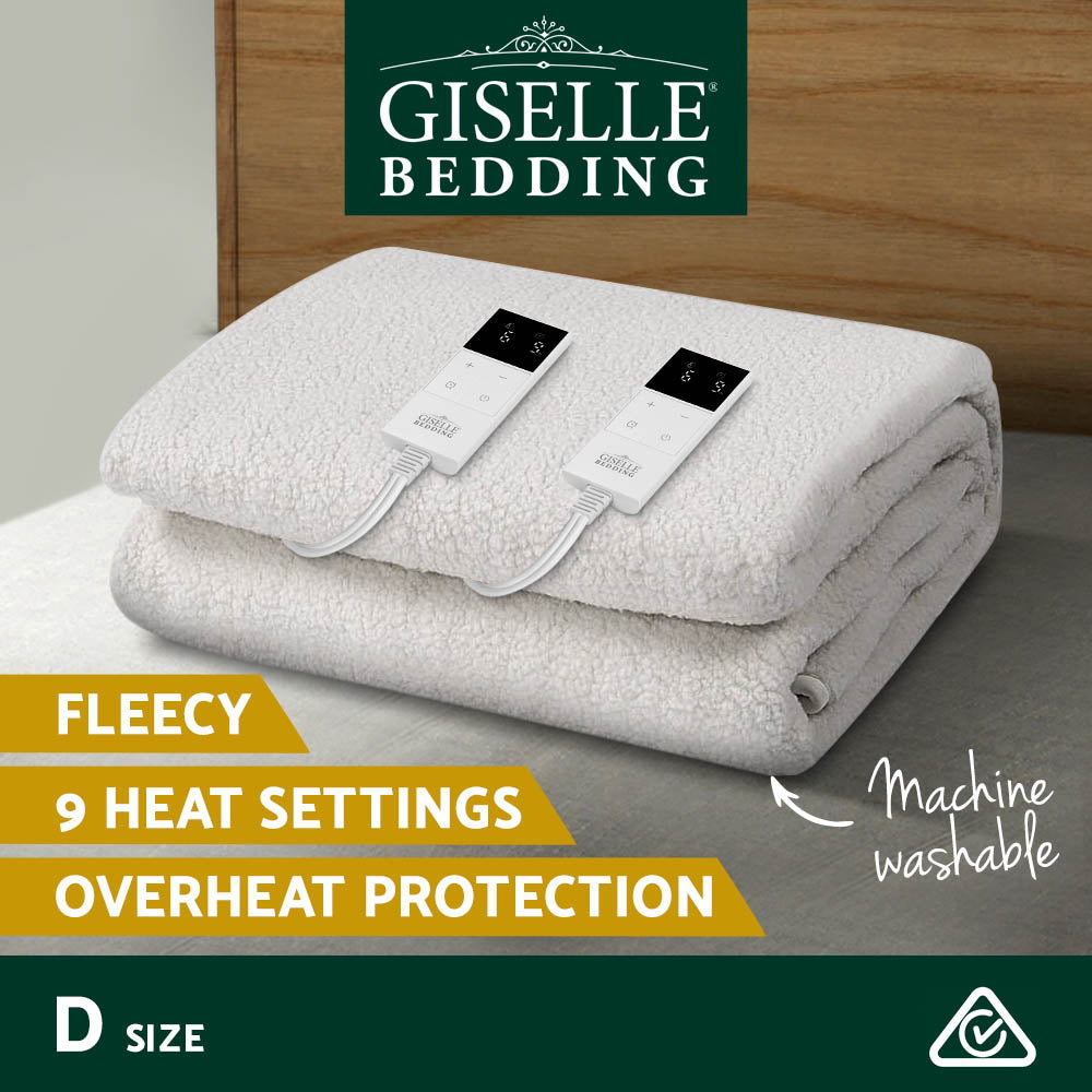 Giselle Double Size Fleece Electric Blanket with LED Controller and Timer