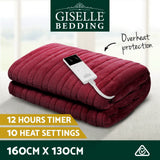 Giselle Electric Throw Rug Heated Blanket Fleece Red - Side View