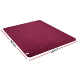Giselle Electric Throw Rug Heated Blanket Fleece Red - Close-Up Angle