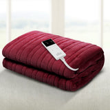 Giselle Electric Throw Rug Heated Blanket Fleece Red - Low Angle