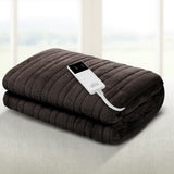 Giselle Bedding Electric Heated Coral Fleece Throw Blanket - Cocoa Brown