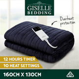 Giselle Bedding Cozy Electric Fleece Throw Blanket with Washable Design - Charcoal - Side View