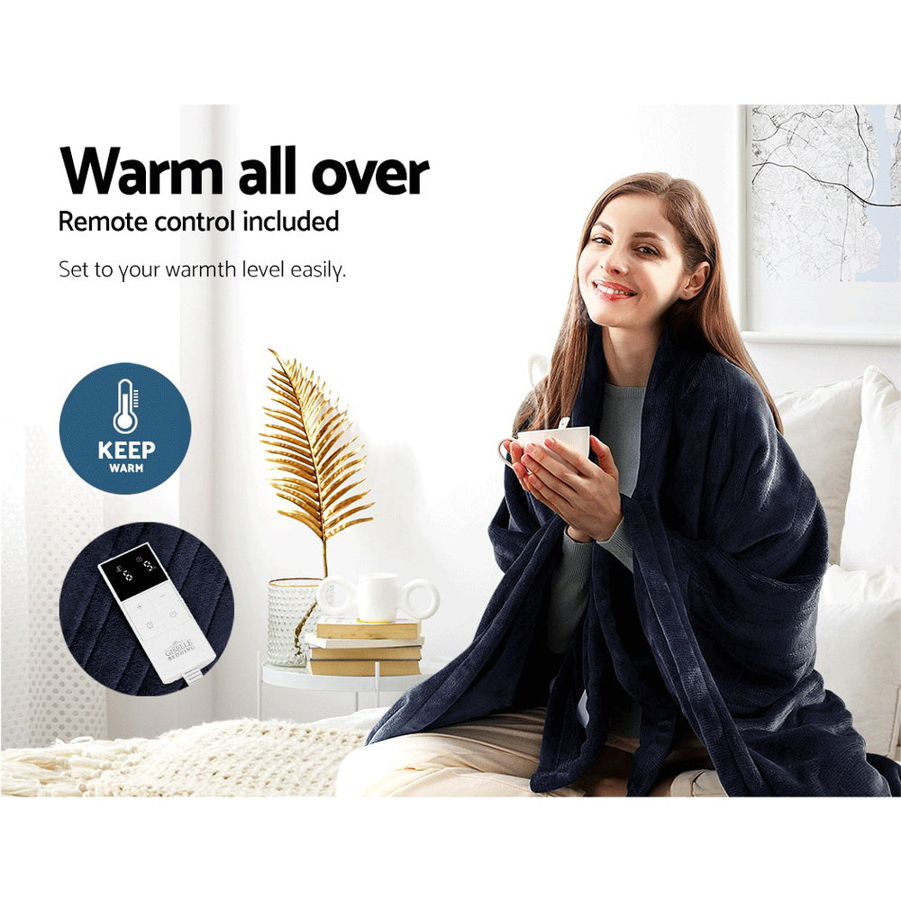 Giselle Bedding Cozy Electric Fleece Throw Blanket with Washable Design - Charcoal