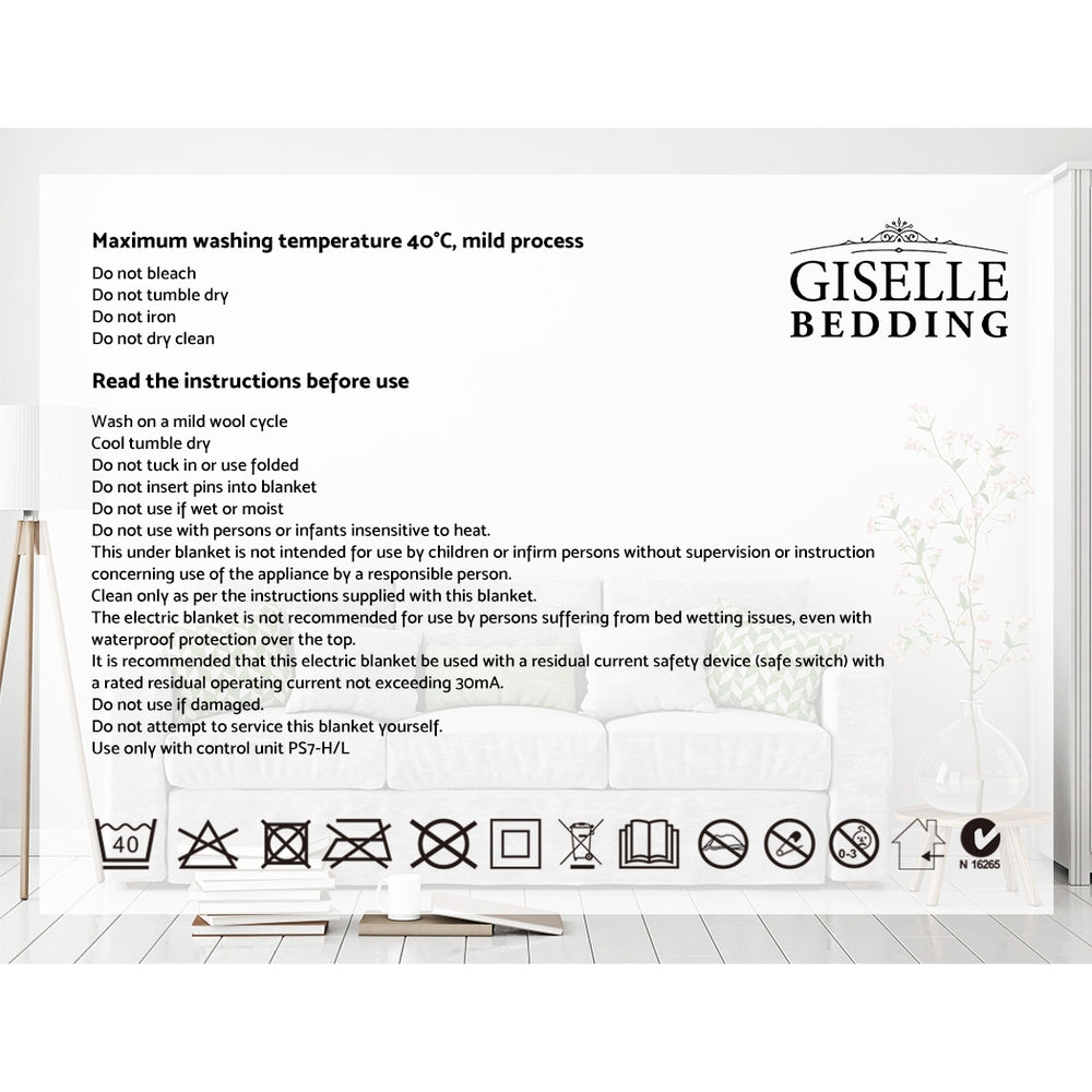 Giselle Bedding Cozy Electric Fleece Throw Blanket with Washable Design - Charcoal