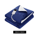 Giselle Electric Throw Rug Heated Blanket Washable Snuggle Flannel Winter Navy - Front View
