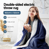Giselle Electric Throw Rug Heated Blanket Washable Snuggle Flannel Winter Navy - Top-Down View