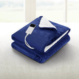 Giselle Electric Throw Rug Heated Blanket Washable Snuggle Flannel Winter Navy - Close-Up Angle