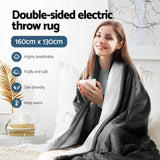 Giselle Electric Throw Rug Heated Blanket Washable Snuggle Flannel Winter Grey - Top-Down View