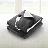 Giselle Electric Throw Rug Heated Blanket Washable Snuggle Flannel Winter Grey - Close-Up Angle