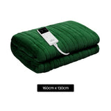 Giselle Electric Throw Rug Heated Blanket Washable Snuggle Flannel Winter Green - Front View