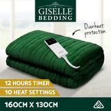 Giselle Electric Throw Rug Heated Blanket Washable Snuggle Flannel Winter Green - Side View