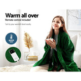 Giselle Electric Throw Rug Heated Blanket Washable Snuggle Flannel Winter Green - Top-Down View