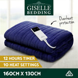 Giselle Bedding Electric Throw Blanket - Navy - Side View