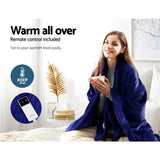 Giselle Bedding Electric Throw Blanket - Navy - Top-Down View