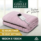 Giselle Electric Throw Rug Heated Blanket Fleece Pink - Side View