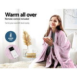 Giselle Electric Throw Rug Heated Blanket Fleece Pink - Top-Down View