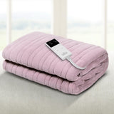 Giselle Electric Throw Rug Heated Blanket Fleece Pink - Low Angle