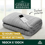 Giselle Bedding Heated Coral Fleece Throw Blanket - Machine Washable Silver with Customizable Warmth