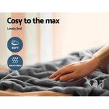 Giselle Bedding Heated Electric Throw Rug Fleece Sunggle Blanket Washable Silver - Close-Up Angle
