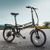 Phoenix 20 Inch Electric Bike Folding Urban Bicycle eBike Removable Battery - Low Angle