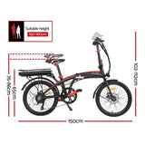 Everfit Folding Electric Bike Urban City Bicycle eBike Rechargeable Battery 250W - Front View